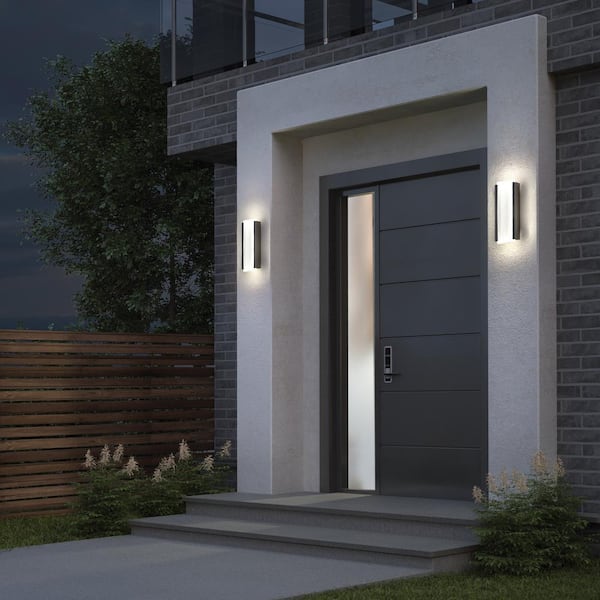 Blade Black Modern 3 CCT Integrated LED Exterior Hardwired Garage and Porch-Light Lantern Sconce