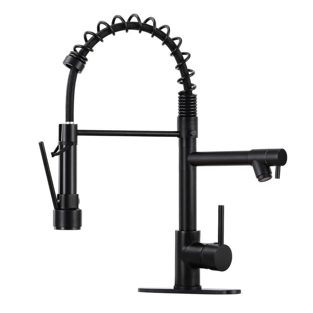 Single Handle Pull Down Sprayer Kitchen Faucet Spring Stainless Steel Kitch