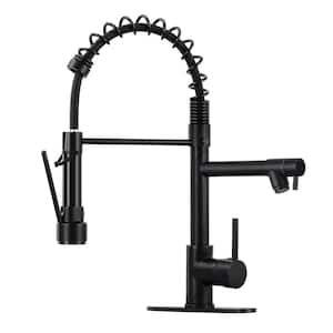 Single Handle Pull Down Sprayer Kitchen Faucet Spring Stainless Steel Kitchen Sink Faucet Black