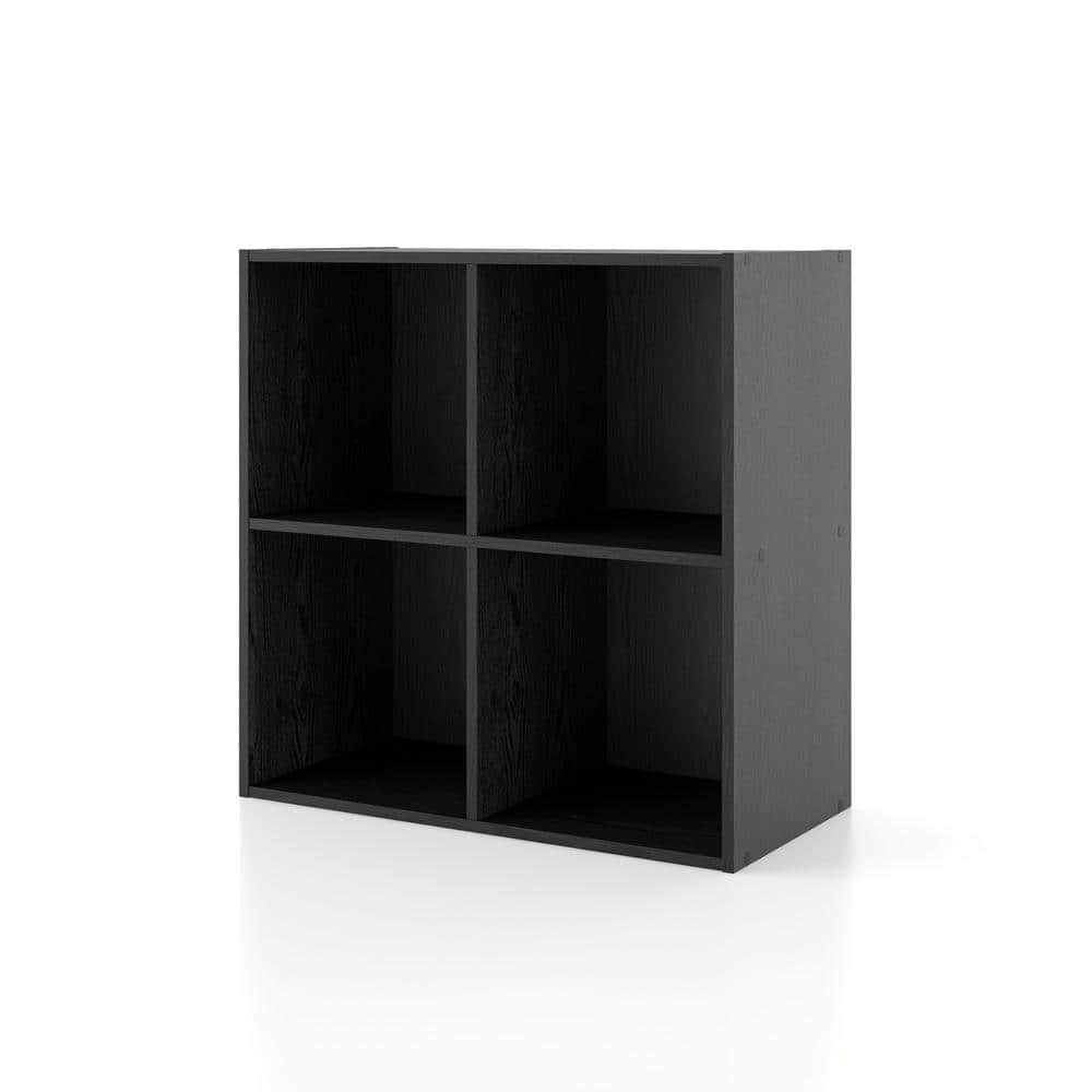 Black 24-Inch Stackable MDF Wood 4-Cube Bookcase