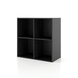 Quincy 23.7 in. Tall Stackable Black Engineered wood 4-Shelf Modern Modular Bookcase