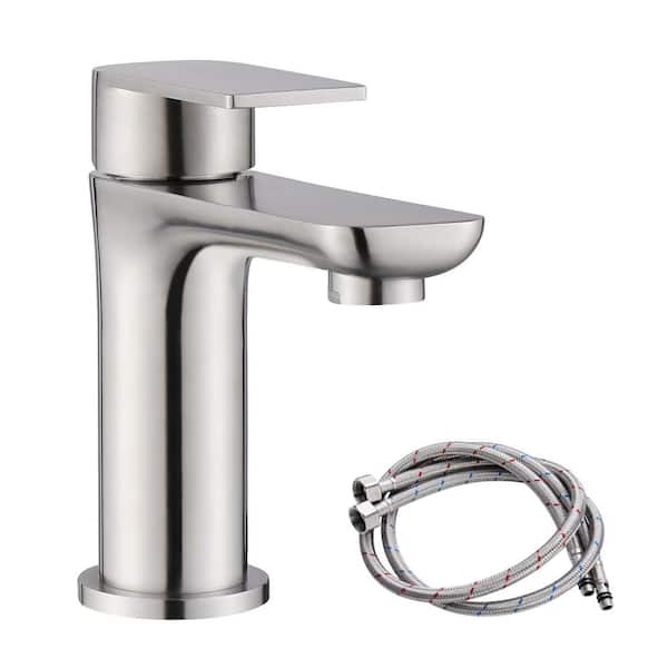 Basin Faucet Single Handle Single Hole Bathroom Faucet with Soft Water Flow in Brushed Nickel