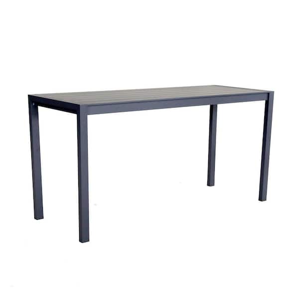 Benjara Carlo Slate Gray Cast Aluminum Powder Coated Outdoor Bar Table