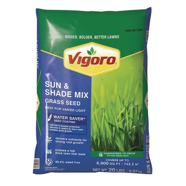 Vigoro 20 lbs. Sun and Shade Grass Seed Mix with Water Saver Seed Coating