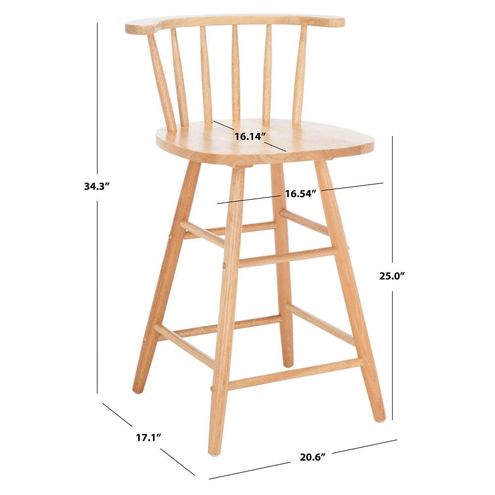 Natural Wood Windsor Spindle Back Counter Stool