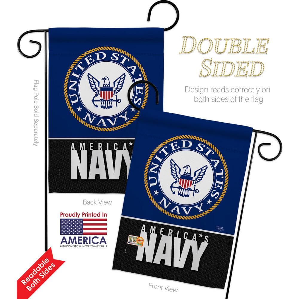 Patriotic Navy Garden Flag with Pole Set