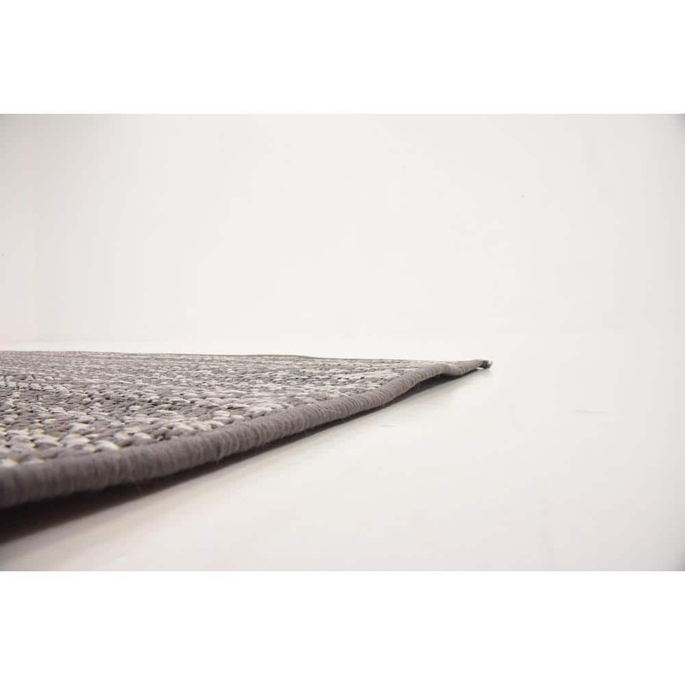 Easy-Care Reversible Gray Stripe Outdoor Square Rug 6'x6'