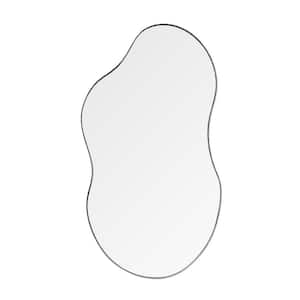 Silver 22 in. W x 36 in. H Irregular Metal Decorative Mirror