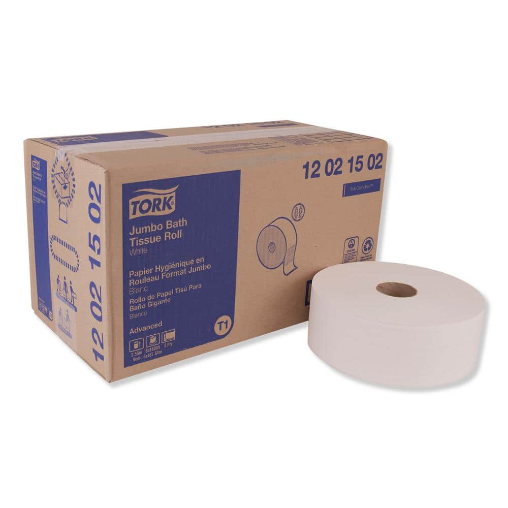 TORK Advanced Jumbo Toilet Paper, Septic Safe, 2-Ply, White, 1600 ft ...