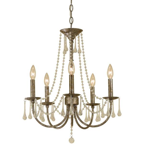 AF Lighting Tracee 5-Light Golden Tortoise Mini Chandelier with Glass Bead Accents