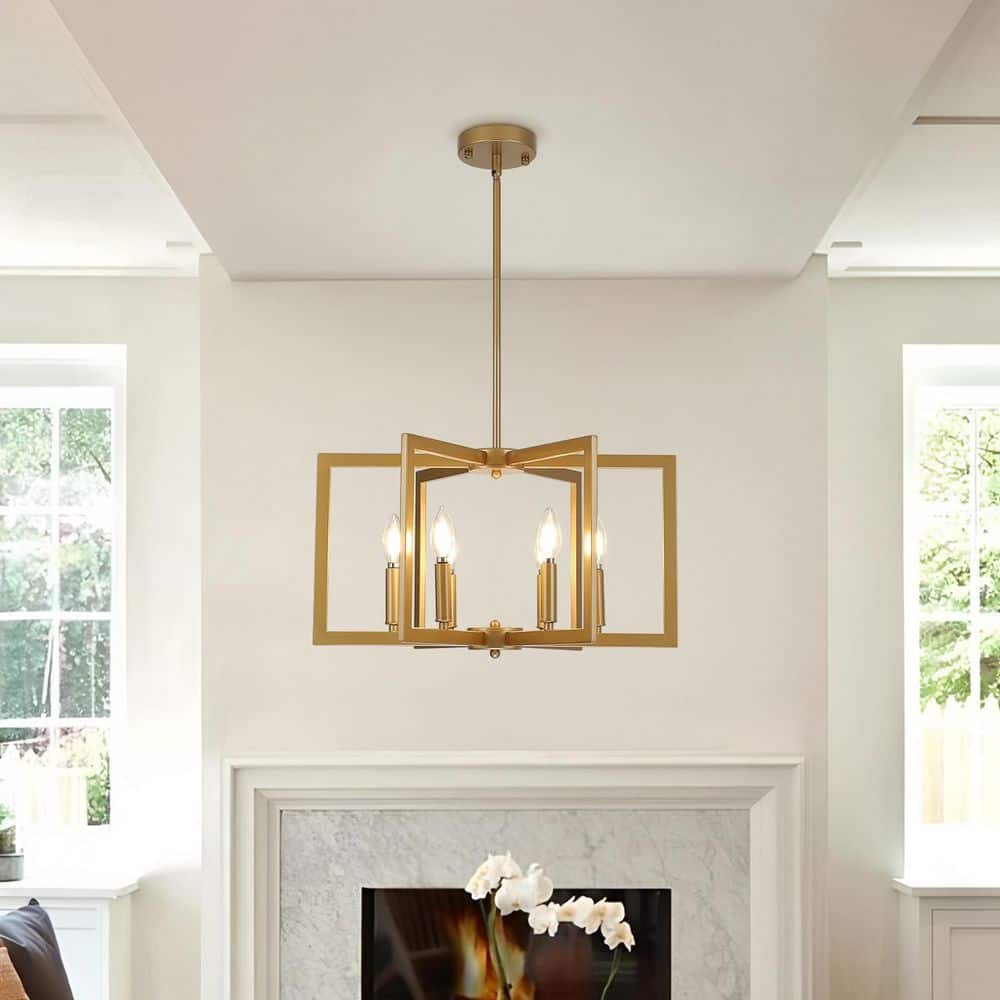 6-Light Gold Geometric Industrial Chandelier, Candle Style Rustic Hanging Ceiling Lighting for Living Room and Kitchen price history on PriceWatchPro