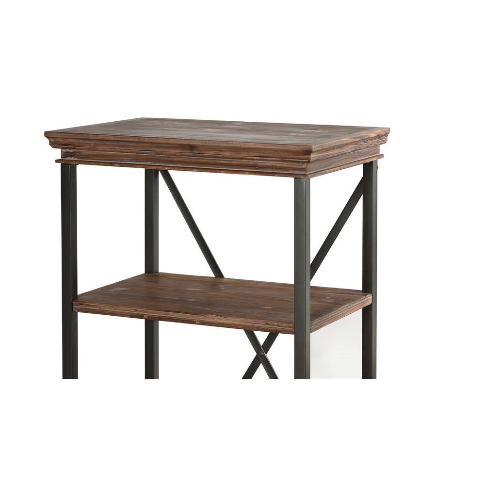 Cocoa Brown and Driftwood Grey Four-Tier Industrial Bookcase