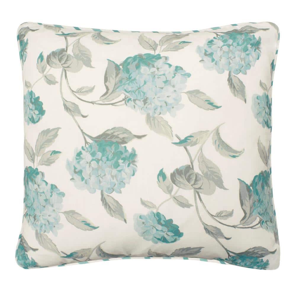 Laura Ashley Rosemary White and Blue Floral Down 20 in. x 20 in. Throw