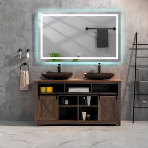 60 in. W x 48 in. H Rectangular Frameless Dimmable Anti-Fog Wall Bathroom Vanity Mirror in White