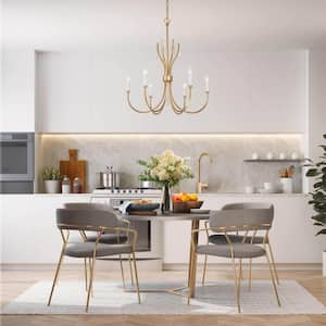 Modern Farmhouse Chandelier Nova 24 in. 6- -Light Gold Island Modern Farmhouse Chandelier