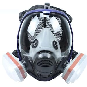 Reusable Full Face Cover Respirator - 17 in 1 Large Size Gas Mask with Carbon Filters Widely Used