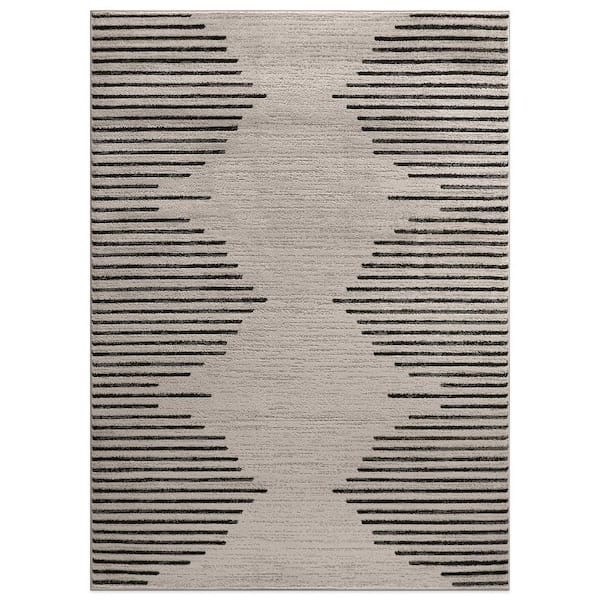 Bohemian Stripes Cream 9 ft. x 12 ft. Area Rug