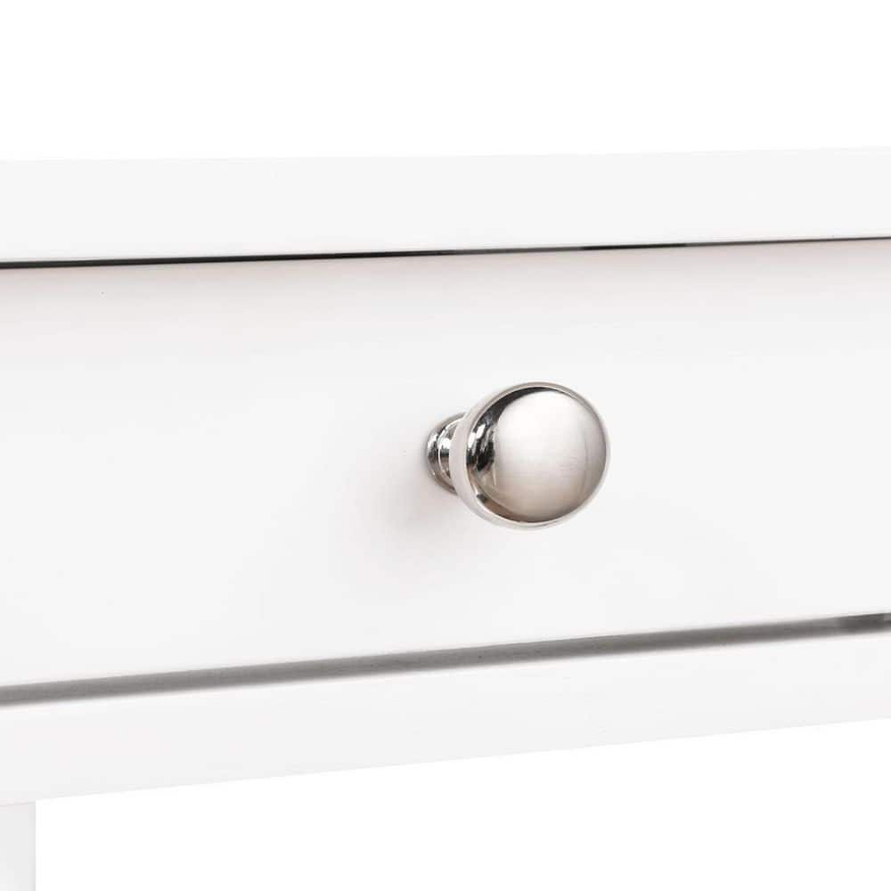 White Wood and Metal Chairside End Table with Storage