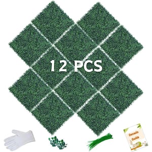 20 in. H x 20 in. W Artificial Boxwood Hedge UV-Proof Greenery Panels Grass Wall Backdrop Panels Home Decor