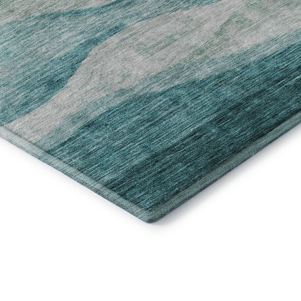 Mayfield Premium Machine Washable Abstract AMF1141 Seafoam 8 ft. x 10 ft. Area Rug