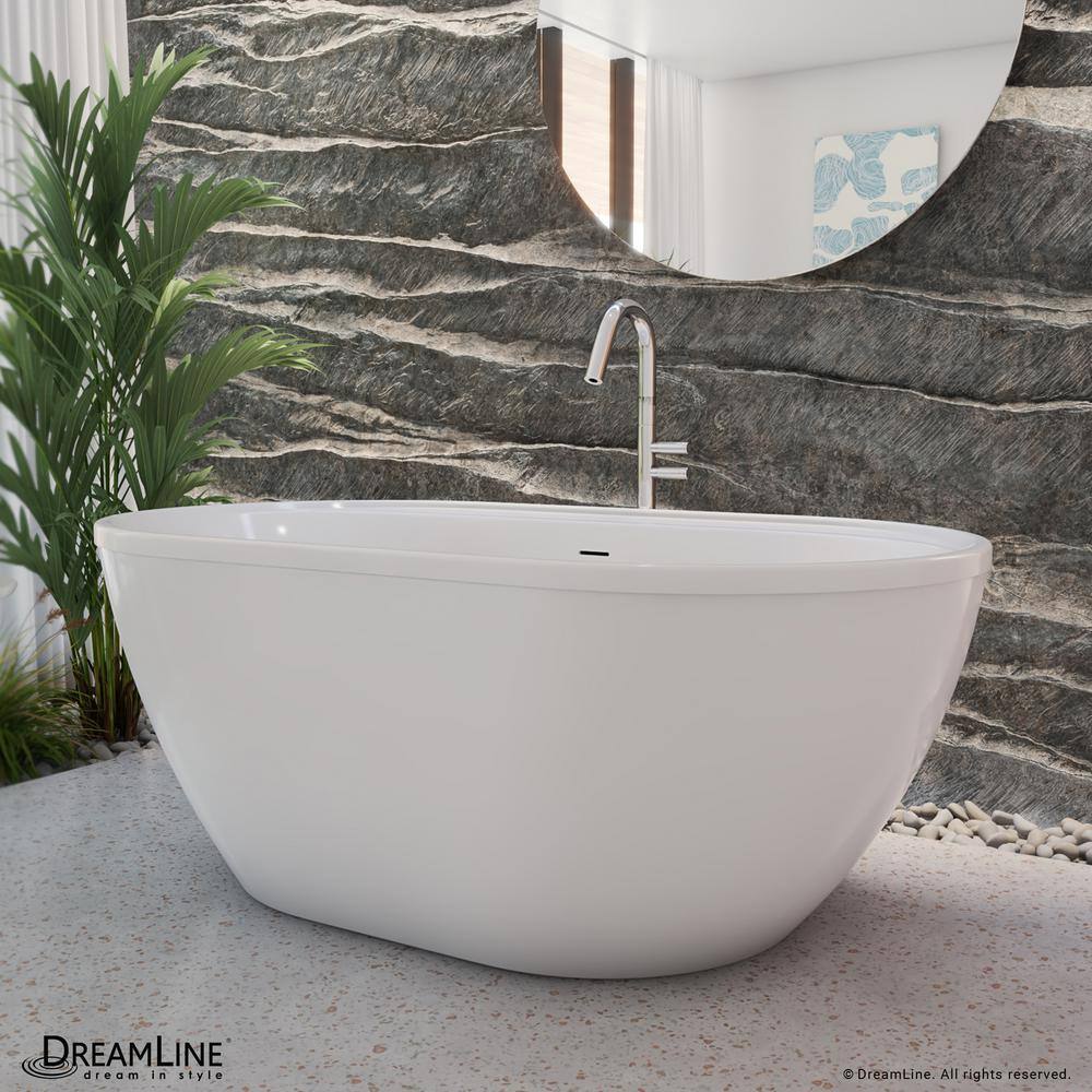 Essence 60-Inch White Acrylic Freestanding Soaking Bathtub