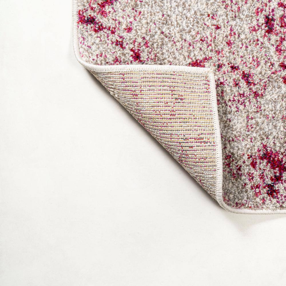 Serene Abstract Maroon and Cream 5'x8' Synthetic Area Rug