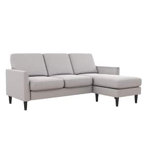 Winston Light Gray Linen 3-Seat L-Shaped Sofa Sectional