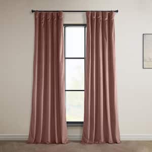 Wild Rose Velvet Rod Pocket Room Darkening Curtain - 50 in. W x 120 in. L Single Panel Window Velvet Curtain