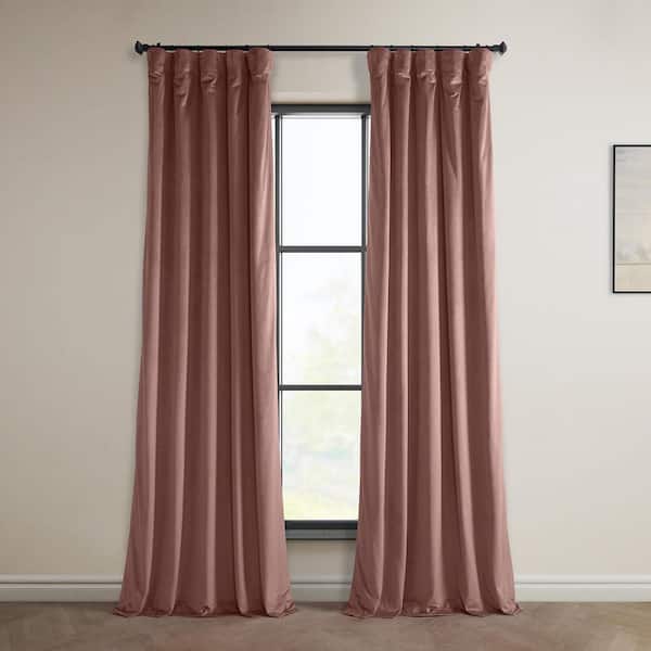 Exclusive Fabrics & Furnishings Wild Rose Velvet Rod Pocket Room Darkening Curtain - 50 in. W x 120 in. L Single Panel Window Velvet Curtain