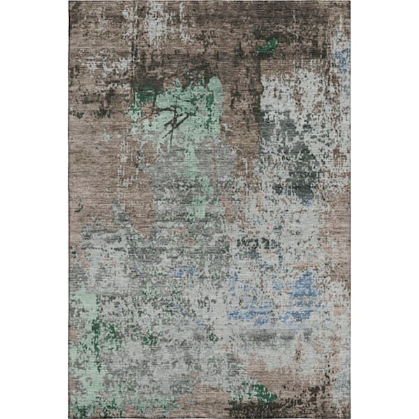 Mayfield Premium Machine Washable Abstract AMF1911 Taupe 9 ft. x 12 ft. Area Rug