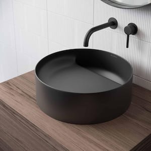 Beau 16.5 in. Round Ceramic Vessel Bathroom Sink in Matte Black