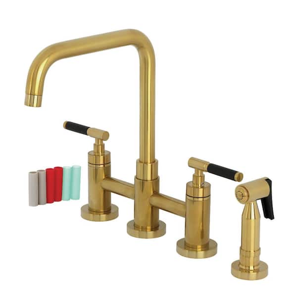 Kaiser 2-Handle Bridge Kitchen Faucet in Brushed Brass