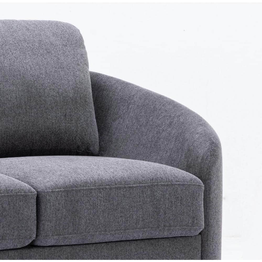Yuina 60'' Gray Linen Loveseat with Sloped Arms