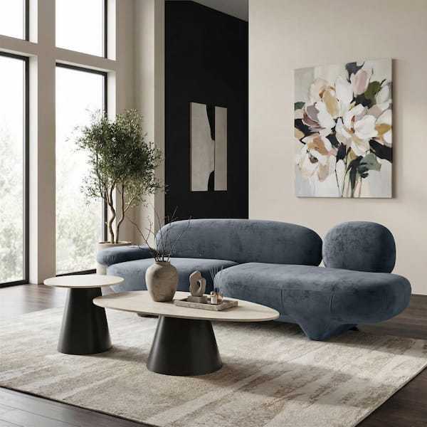 ZUO Oblak 103.9 in. W Straight Arm Velvet Modern Sofa in Storm