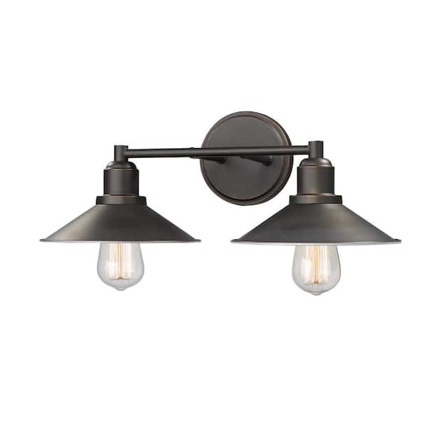 Unbranded Casa 18 in. 2-Light Olde Bronze Vanity Light with Olde Bronze Steel Shade