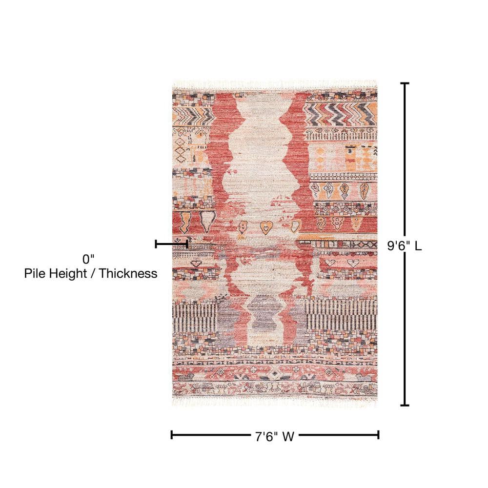 Southwestern Tasseled Red 8' x 10' Jute-Polyester Area Rug