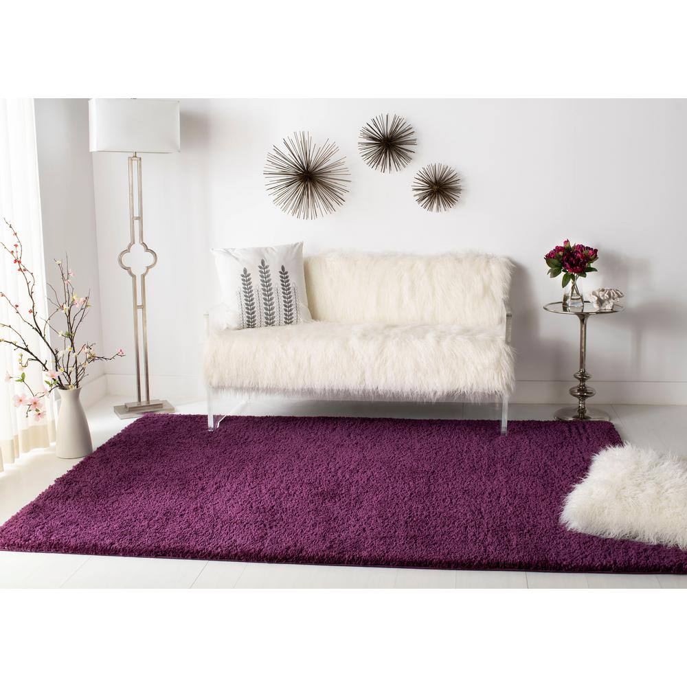 Purple 3' x 3' Square Shag Rug with Synthetic Fibers