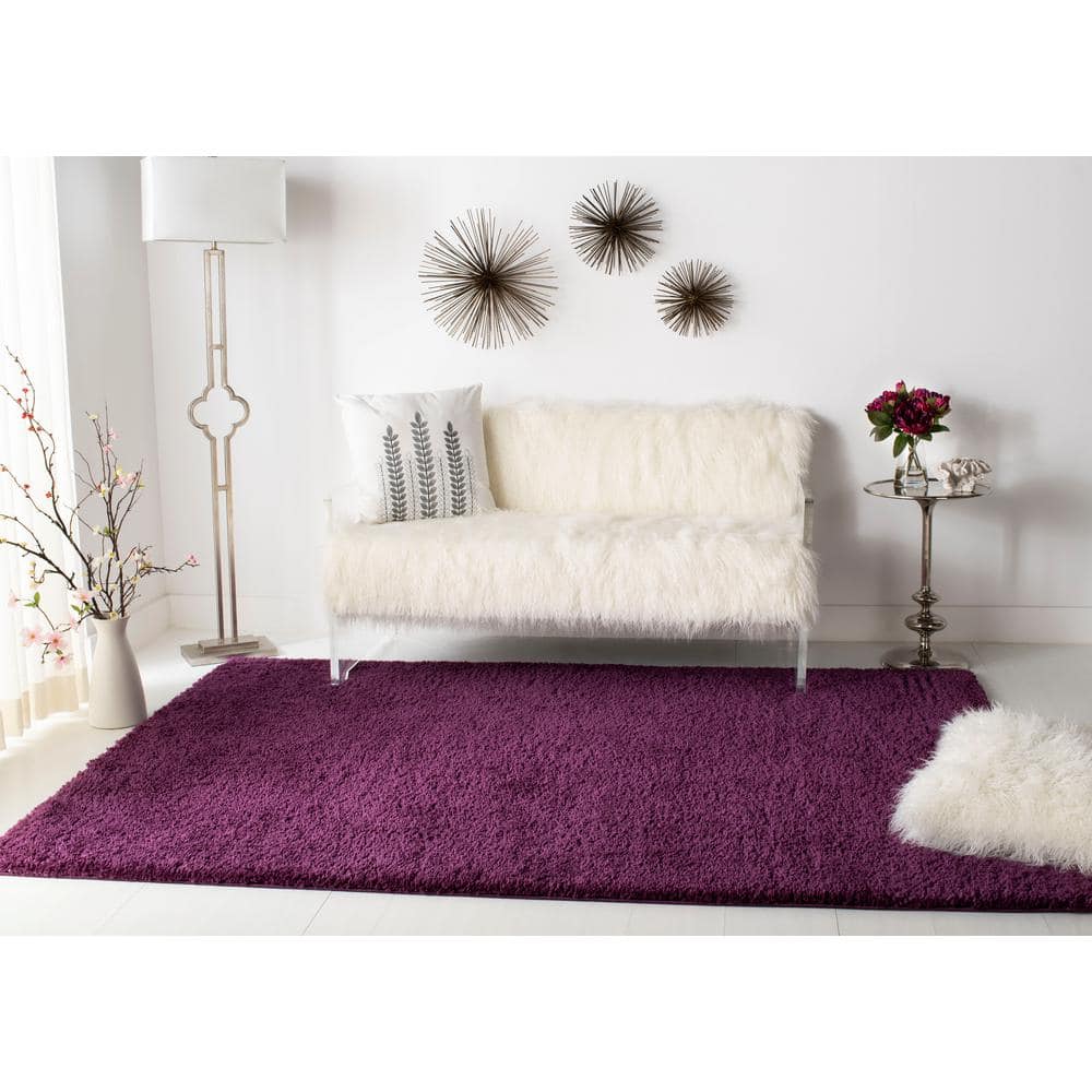 Plush Purple Square Shag Rug 6' x 9' - Hand-knotted Easy Care