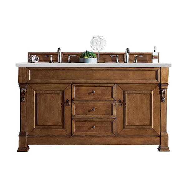 James Martin Vanities Brookfield 60.0 in. W x 23.5 in. D x 34.3 in. H Bathroom Vanity in Country Oak with Lime Delight Silestone Quartz Top