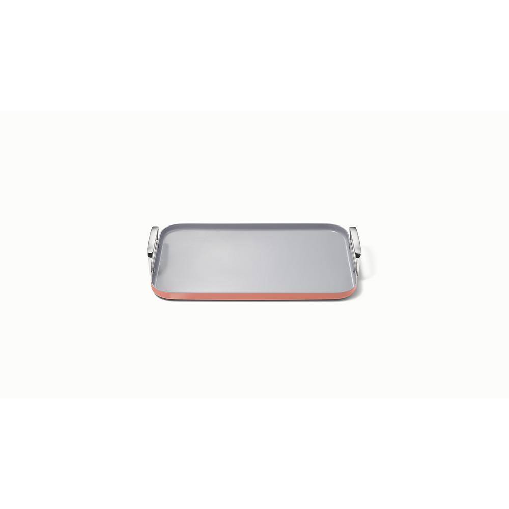 Terracotta Ceramic Nonstick Double Burner Griddle with Stainless Steel Handles