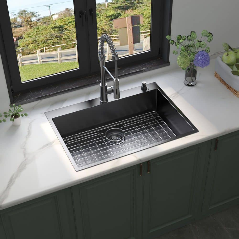 30 in. Drop-In Single Bowl Stainless Steel Kitchen Sink, 18 Gauge Workstati