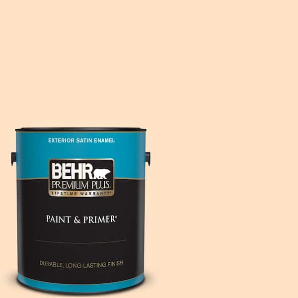 BEHR PREMIUM PLUS 1 gal. #290A-3 Fall Straw Satin Enamel Exterior Paint & Primer