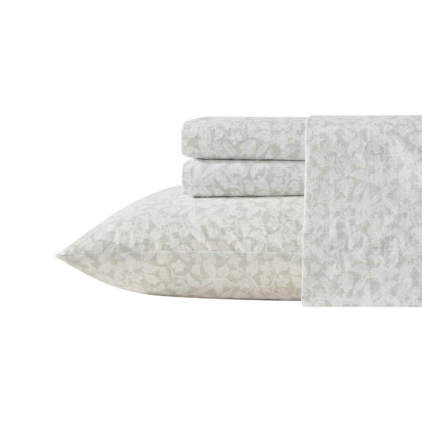 Palm Day 4-Piece Green Cotton Queen Sheet Set