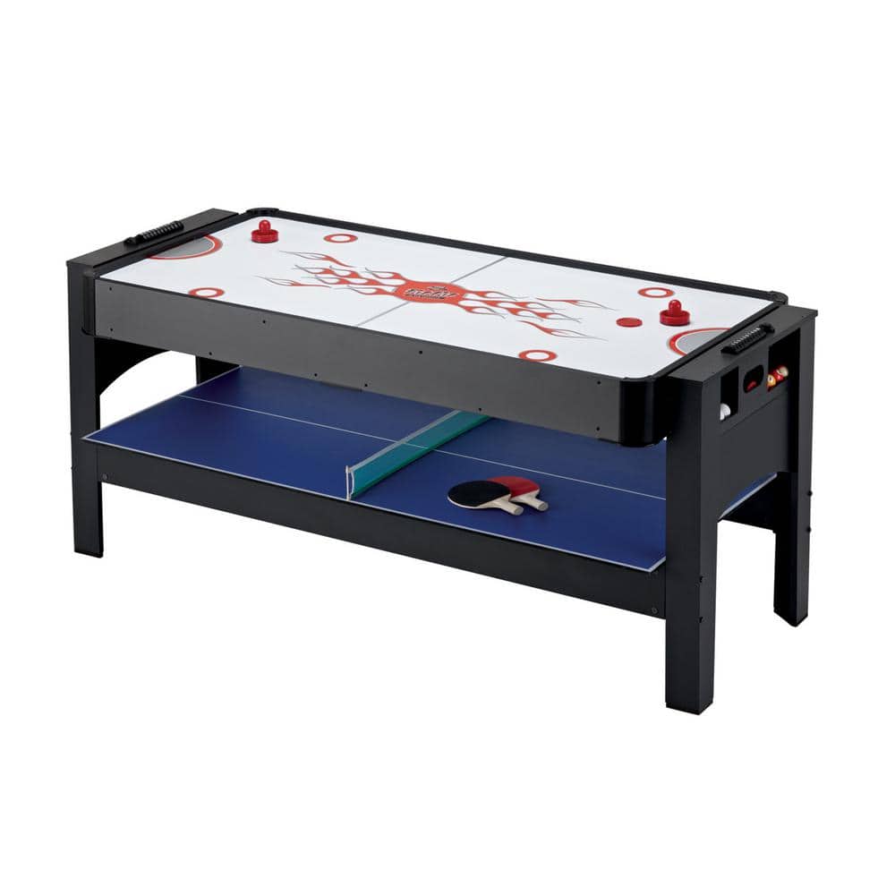 6' Black Multi-Game Table with Pool, Air Hockey, and Table Tennis