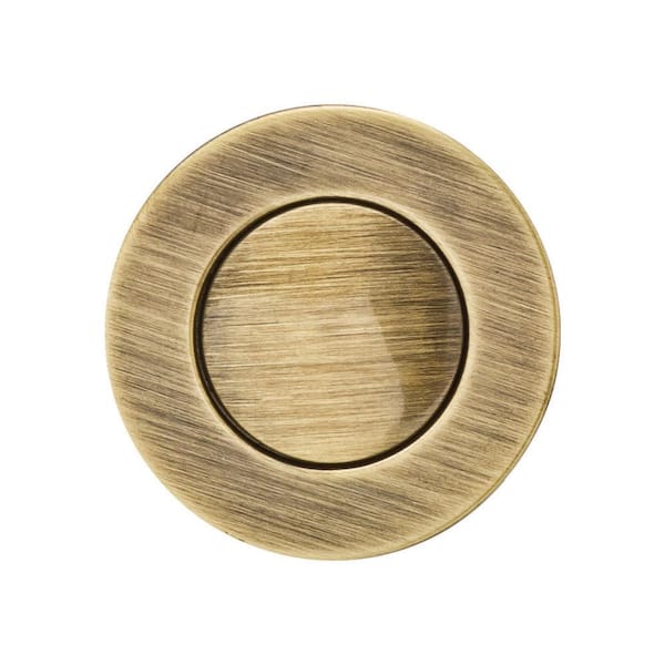 PF WaterWorks Bathroom Pop-Up Drain with Ball Rod, Gray ABS Body w/ Overflow, 1.6-2" Sink Hole, Antique Brass