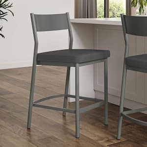 Madeira 26.75 in. Dark Grey PVC / Dark Grey Metal Counter Stool