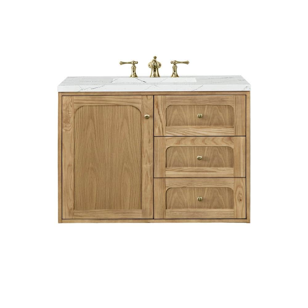 Laurent 36" Light Oak Single Vanity with Quartz Top