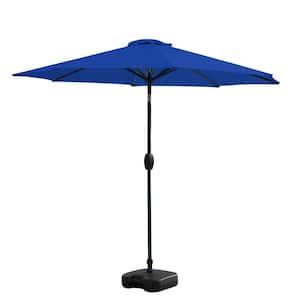 9 ft. Tilt and Crank Patio Table Umbrella With Square Base in Royal Blue