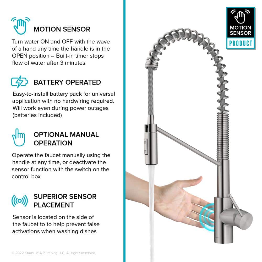Stainless Steel Touchless Sensor Commercial Pull-Down Kitchen Faucet