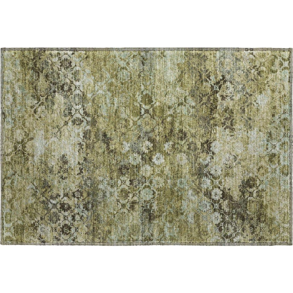 Mayfield Premium Machine Washable Abstract AMF2433 Olive 3 ft. x 4 ft. Area Rug price history on PriceWatchPro